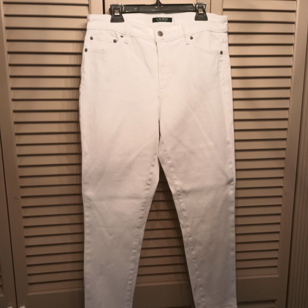 Lauren Premier Skinny Cropped Stylish White Jeans, SZ 10.